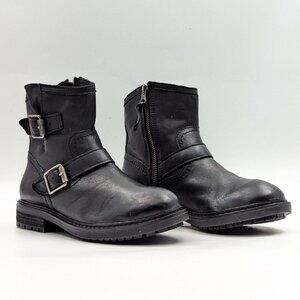 Sofft Women Lalana Black Leather Moto Biker Buckle Ankle Boots sz 6US EUR 36.5